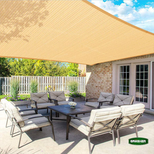 Grasher Rechteckiges Sonnensegel Beige Mit Hoop 2x3x3m 180gr/m²