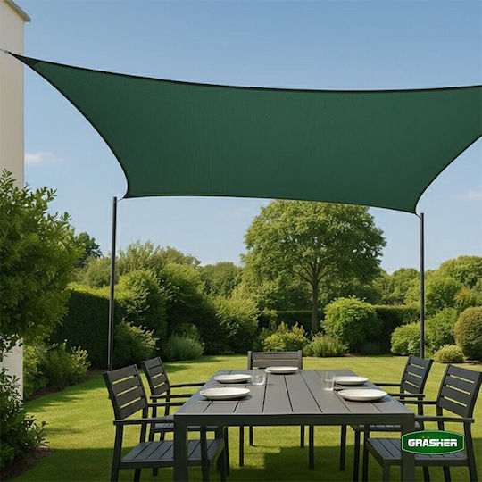 Grasher Square Green Shade Sail With Hoop 5x5m 180gr/m²