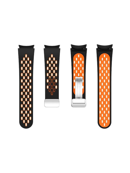Samsung Galaxy Watch 7 40 44mm Δύο Χρώματα Μαγνητική Πτυσσόμενη Ασημένια Πόρπη Σιλικόνης Ζώνη Ρολογιού Μεσονυχτί Μπλε Λευκό