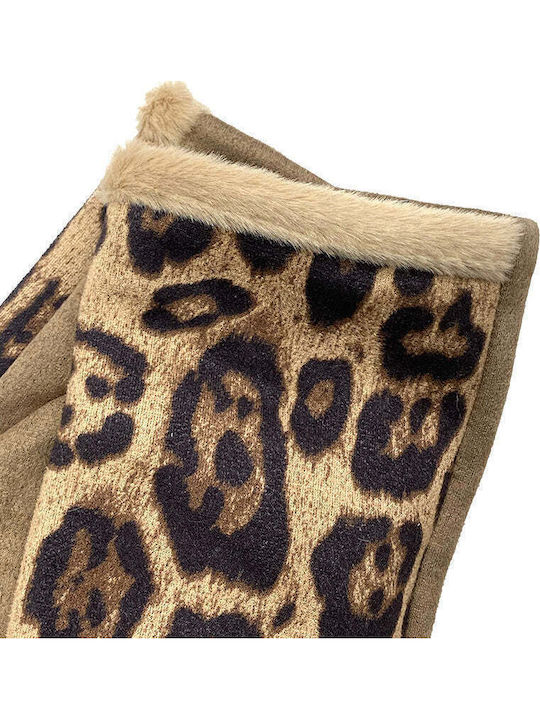 Women's Touch Gloves with Fur Brown