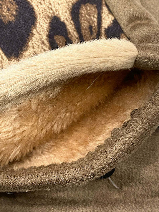 Women's Touch Gloves with Fur Brown