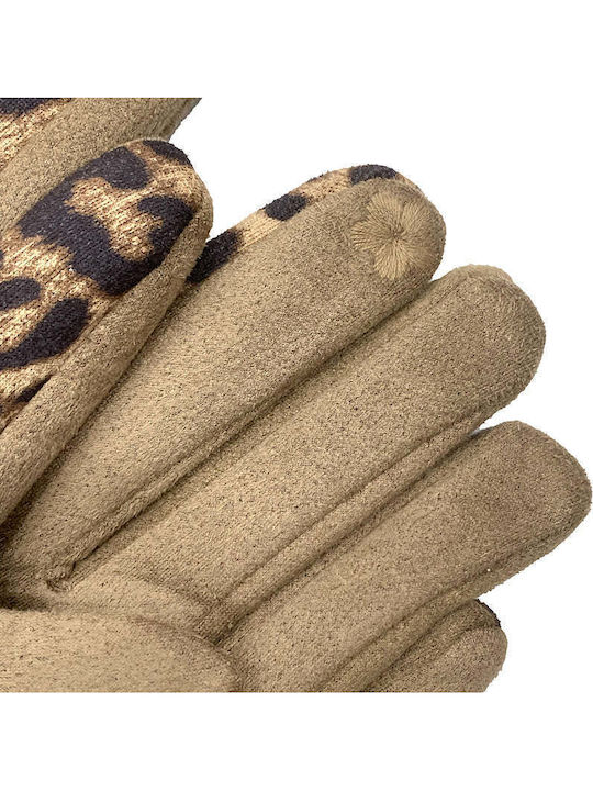 Women's Touch Gloves with Fur Brown