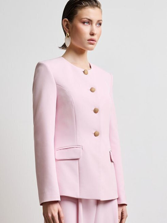 Desiree Lang Damen Mittellang Blazer Pink