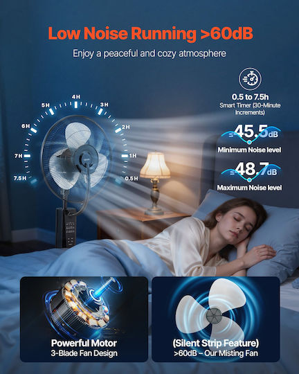 Vevor Vevor Misting Fan 75W with Remote Control Black