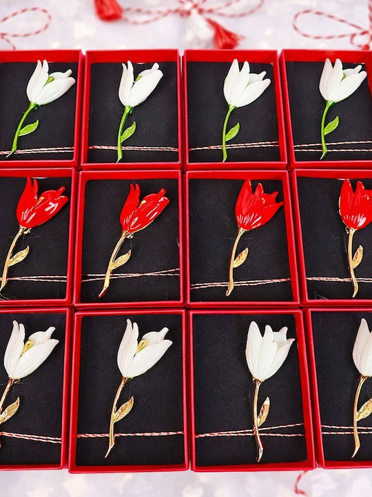 Velve Set Pins Blume Weiß