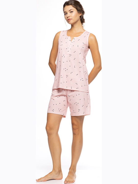 Pink Label Καλοκαιρινό Γυναικείο Σετ Πιτζάμας Pink