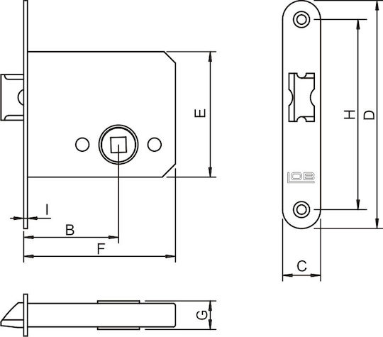 Lob Einbauschloss mit Riegel 50mm Kurz 1 Stück Z050