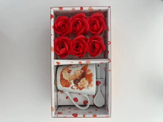 Red Gift Box Transparent Lid Includes 6 Red Roses