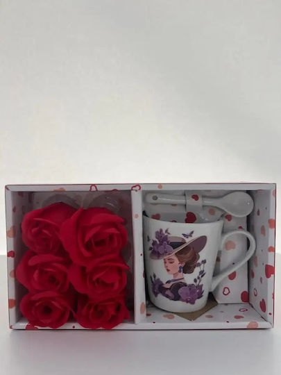 Red Gift Box Transparent Lid Includes 6 Red Roses