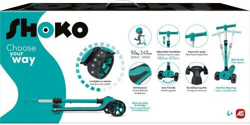 Shoko Kids Scooter Foldable X-Speed 3-Wheel for 4+ Years Minty Breeze