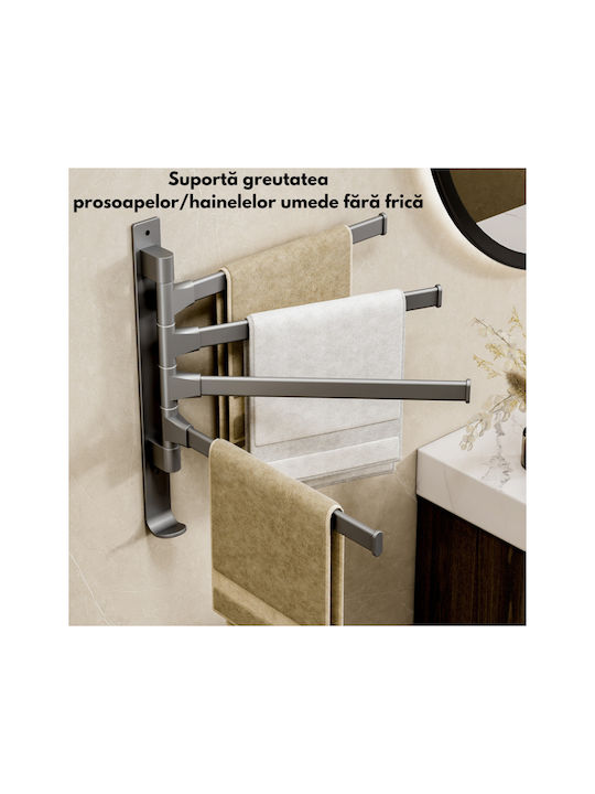 Inco Wall-Mounted Bathroom Freestanding Towel Rack with 4 Positions ​30x34cm Inox Gray