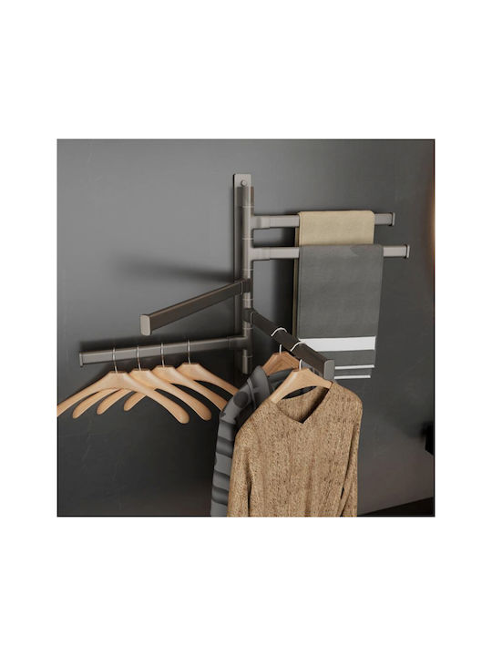 Inco Wall-Mounted Bathroom Freestanding Towel Rack with 4 Positions ​30x34cm Inox Gray