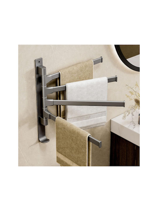 Inco Wall-Mounted Bathroom Freestanding Towel Rack with 4 Positions ​30x34cm Inox Gray