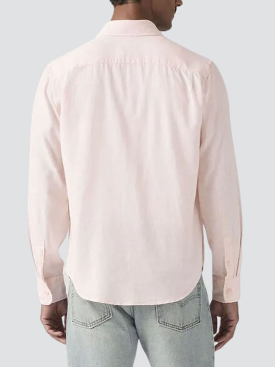 Sunset 1 Pocket Standard Langärmlig Leinen Hemd Pink