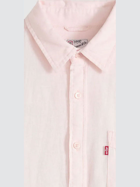 Sunset 1 Pocket Standard Langärmlig Leinen Hemd Pink