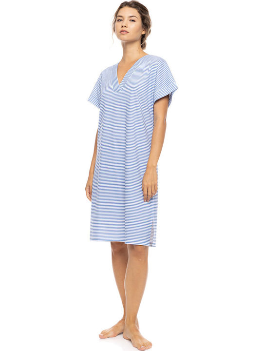 Pink Label Sommerliches Damen-Nachthemd Hellblau