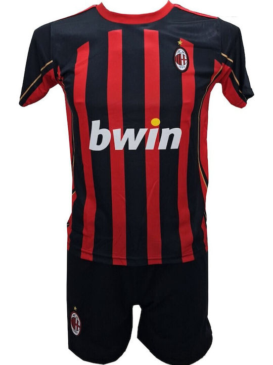 Παιδικό Σετ Ποδοσφαίρου Milan Ronaldinho Retro Κόκκινο Μαύρο 2026-0502