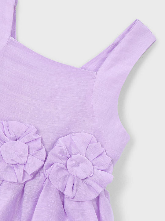 Παιδικό Φόρεμα Αμάνικο Λινό Floral Μωβ