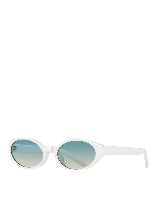 Premium Unisex Sunglasses with White Metallic Frame and Turquoise Lenses SZ8804-C3