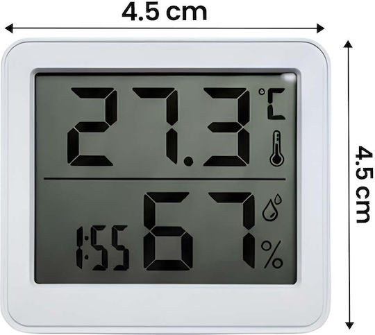 Avizar Digital Indoor Thermometer Hygrometer 3v Compact Lcd Screen White