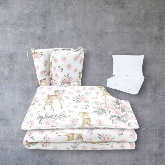 MimiNu Baby Crib Bedding Set 5pcs Sweet Deer Pink
