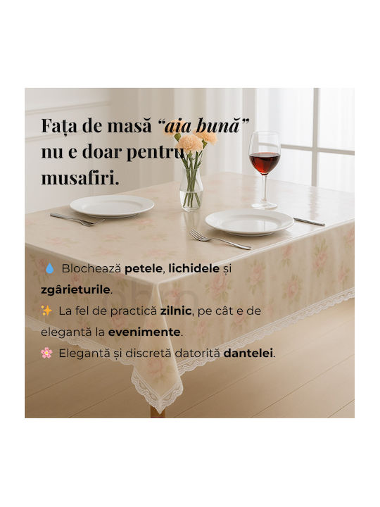 Tablecloth with Lace Stain Resistant Transparent 130x180cm