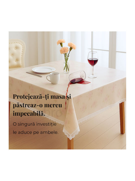 Tablecloth with Lace Stain Resistant Transparent 130x180cm