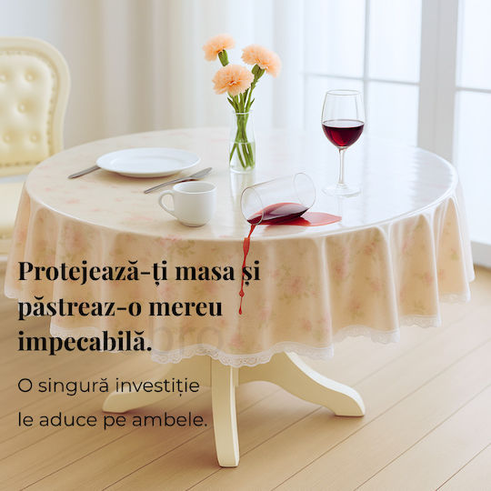 Rotunda cu Dantelă Rezistent la pete Transparent 180x180cm