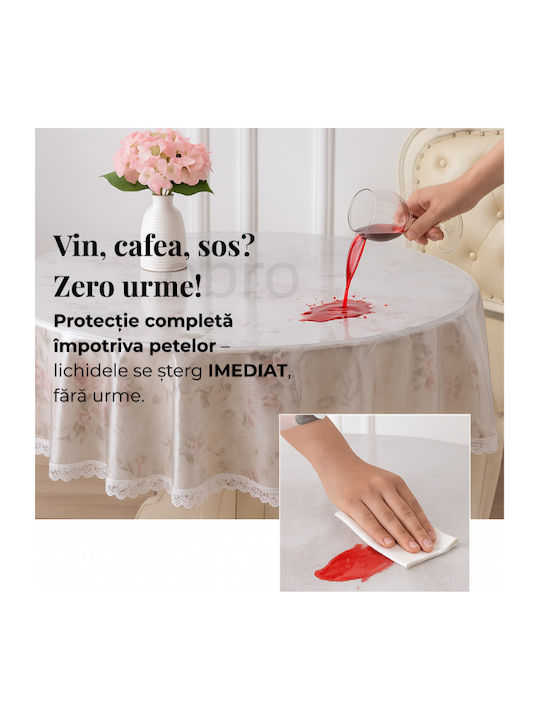 Τραπεζομάντηλο Ροτόντα με Δαντέλα Αλέκιαστο Διάφανο Φ180εκ.