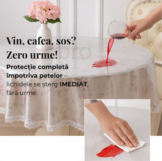 Rotunda cu Dantelă Rezistent la pete Transparent 180x180cm