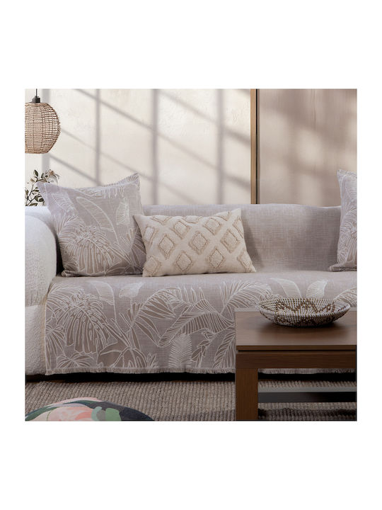 Nef-Nef Homeware Grow Zweisitzer-Sofa Überwurf Jacquard 170x250cm Beige