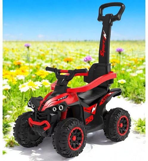 BabyMix Mega Quad Mașină Ride On Cu Mâner Pentru Părinți Pentru 12+ Luni Cu Sunete Roșie
