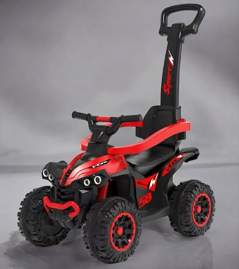 BabyMix Mega Quad Mașină Ride On Cu Mâner Pentru Părinți Pentru 12+ Luni Cu Sunete Roșie