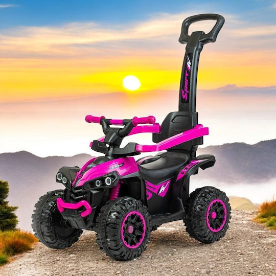 BabyMix Mega Quad Mașină Ride On Cu Mâner Pentru Părinți Pentru 12+ Luni Cu Sunete Roz