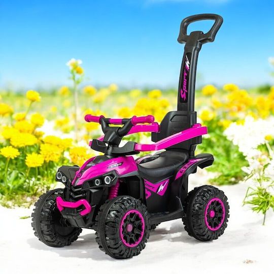 BabyMix Mega Quad Mașină Ride On Cu Mâner Pentru Părinți Pentru 12+ Luni Cu Sunete Roz