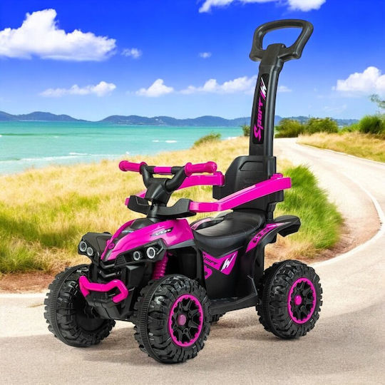 BabyMix Mega Quad Mașină Ride On Cu Mâner Pentru Părinți Pentru 12+ Luni Cu Sunete Roz