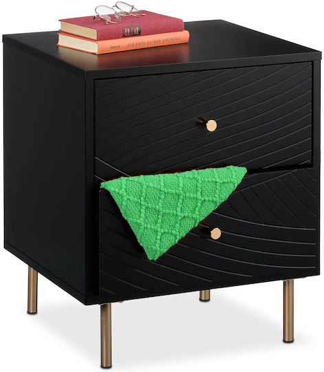 Nachttisch Holz Schwarz 40x30x45cm