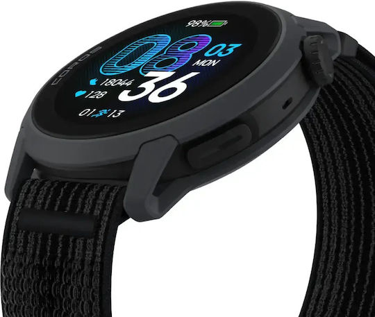 Coros Pace 4 43mm Αδιάβροχο Smartwatch με Παλμογράφο (Black Nylon Band)