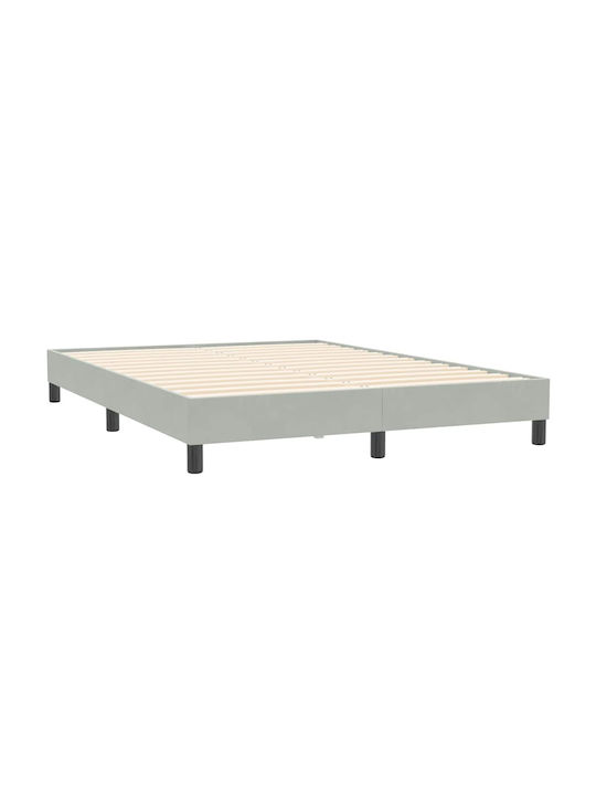 Boxspring Bed Double Upholstered with Fabric Light Gray with Slats & Mattress 160x210cm