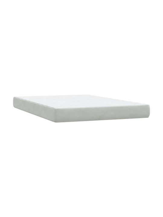 Boxspring Bed Double Upholstered with Fabric Light Gray with Slats & Mattress 160x210cm