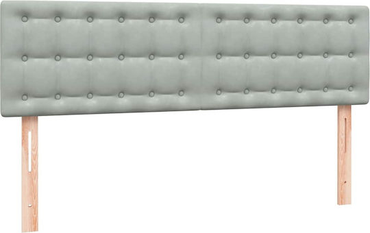 Boxspring Κρεβάτι Υπέρδιπλο Επενδυμένο με Ύφασμα Ανοιχτό Γκρι με Τάβλες & Στρώμα 160x210cm