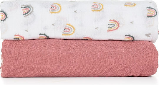 Petite & Mars Swaddle Blanket Multicolor 120x120εκ. 2buc