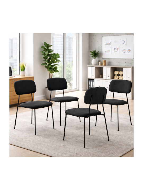 Καρέκλες Κουζίνας με Υφασμάτινη Επένδυση Μαύρες 4τμχ