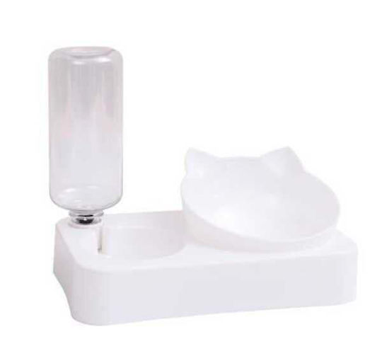 Automat Plastic Bol Mâncare & Apă pentru Câine & Pisică pe Bază în Culoare Transparent