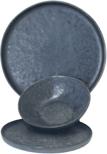 keleman Servierplatte und Schüssel Keramik Grau mit Durchmesser 21cm