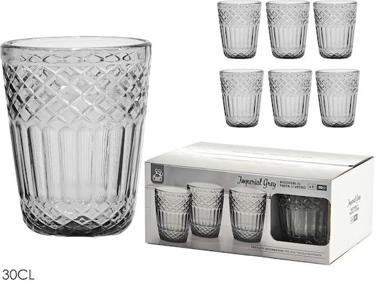 General Trade Σετ Ποτήρια από Γυαλί Γκρι 300ml 617016 6τμχ