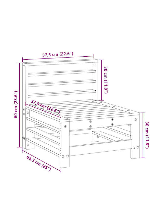 Zweisitziges Sofa Außenbereich Holz mit Kissen 63.5x57.5x60cm
