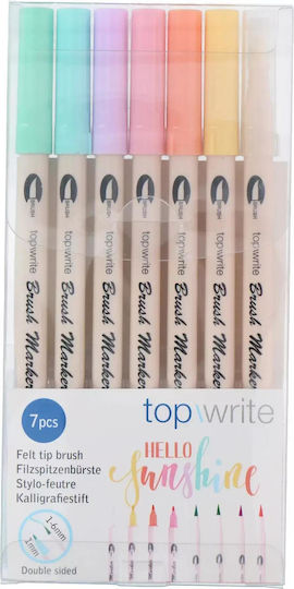 Topwrite Pastel Μαρκαδόροι Ζωγραφικής 1mm με Διπλή Μύτη Σετ 7 Χρώματα
