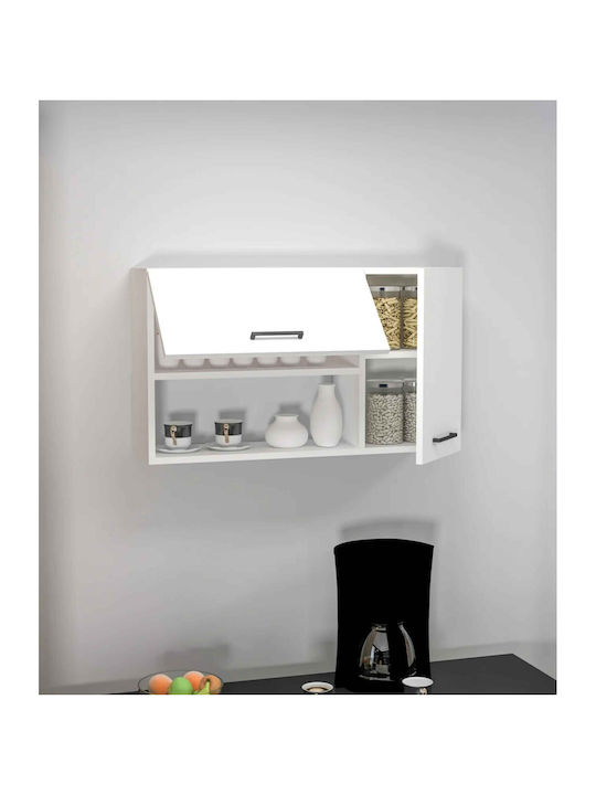 Wall Kitchen Cabinet With Shelf And Door White 90x22x52cm