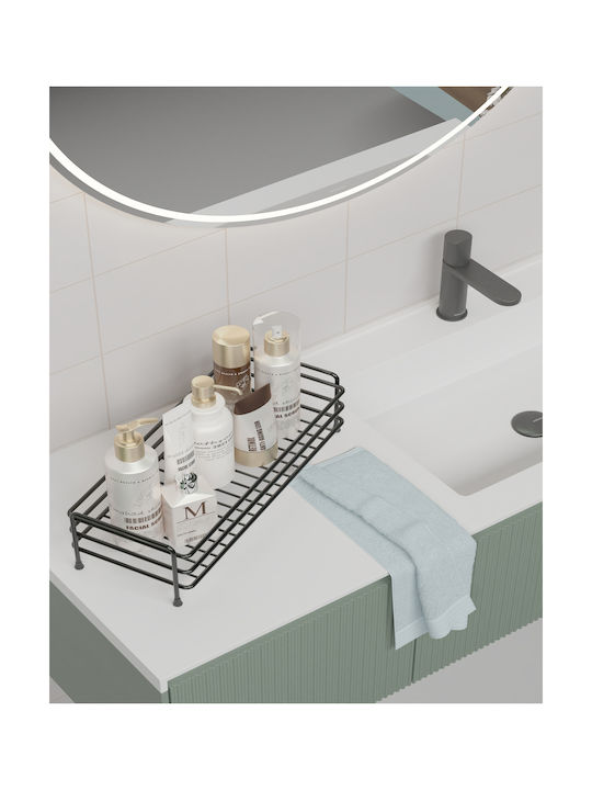 Femmit Metallic Bathroom & Kitchen Shelf 35x15cm – Counter Organizer Makeup Cosmetics Perfumes Creams Jewelry – Matte Black